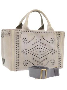 PRADA Bijoux Canapa PM Hand Bag Canvas 2way Authenticity Guarantee Card …